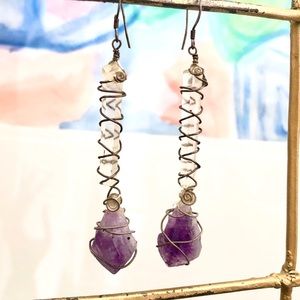 Amethyst and Crystal Drop Earrings